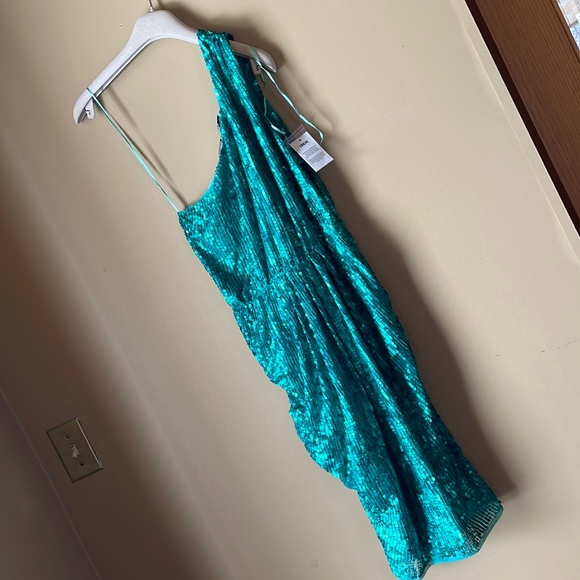 ASOS green one shoulder sequin dress sz6 NWT - Picture 1 of 6